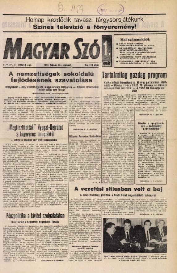 Magyar Szó, 44. évf. 1987. február 28. 57. sz. 1–24. oldal