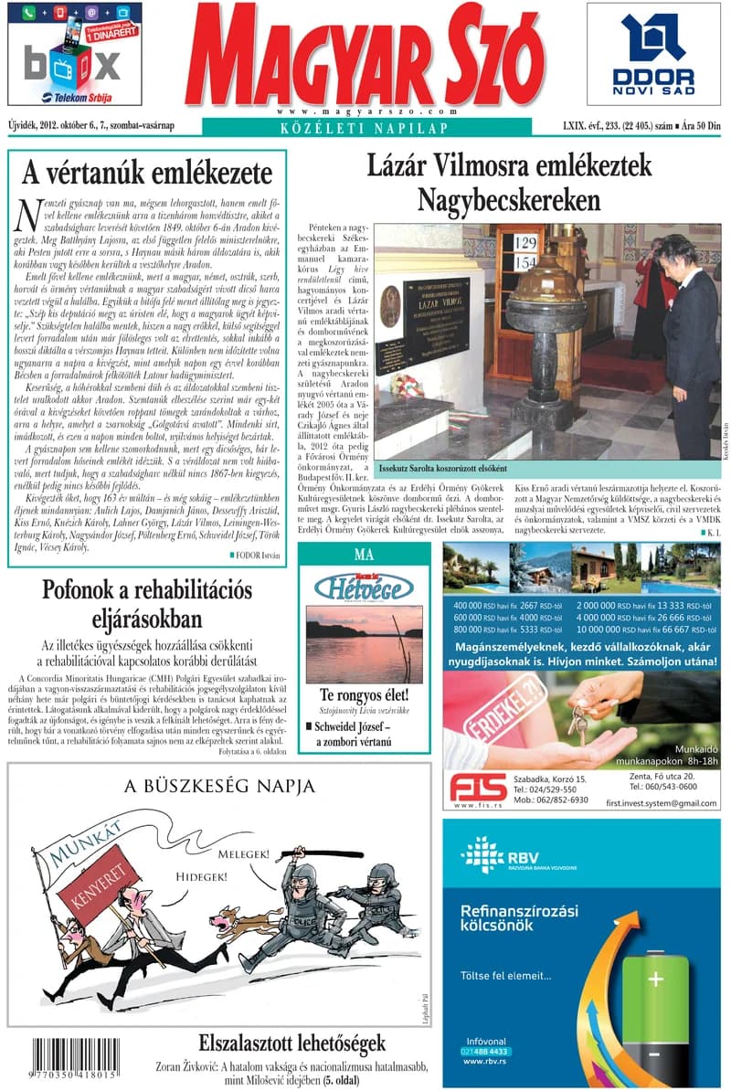 Magyar Szó, 69. évf. 2012. október 6. – 7. 233. sz. 1–44. oldal