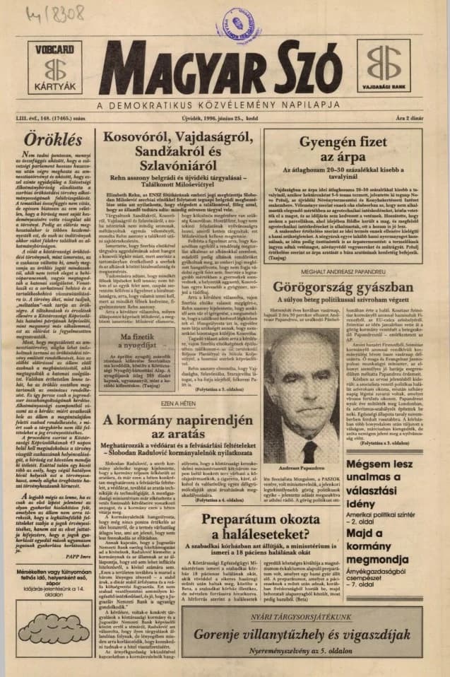 Magyar Szó, 53. évf. 1996. június 25. 148. sz. 1–16. oldal