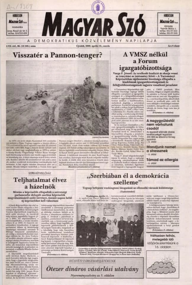 Magyar Szó, 57. évf. 2000. április 12. 86. sz. 1–16. oldal