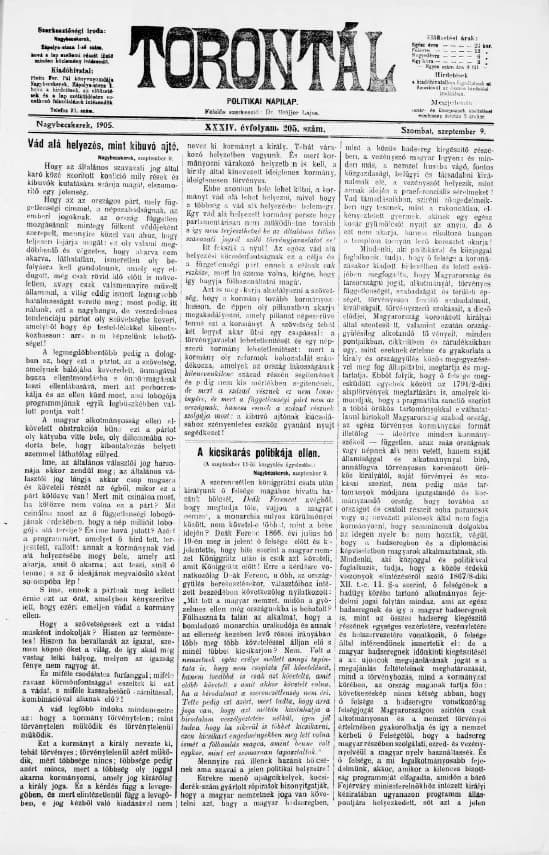 Torontál, 34. évf. 1905. szeptember 9. 205. sz.