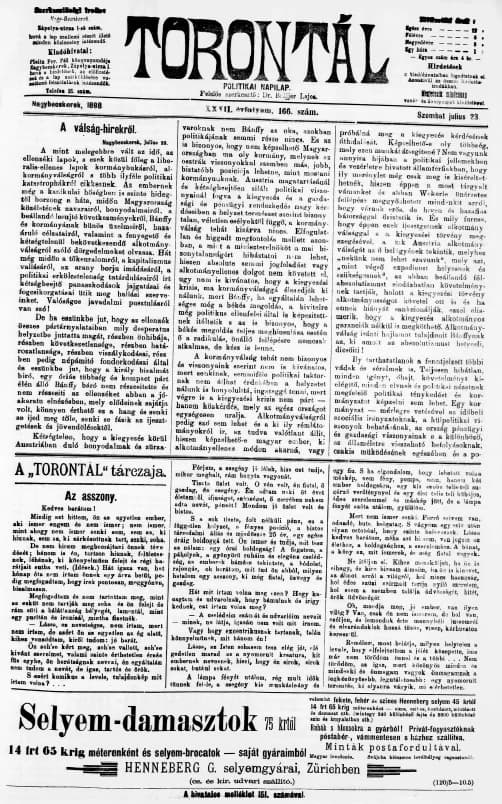 Torontál, 27. évf. 1898. július 23. 166. sz.