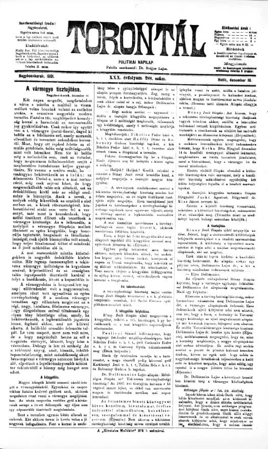 Torontál, 30. évf. 1901. december 16. 288. sz.