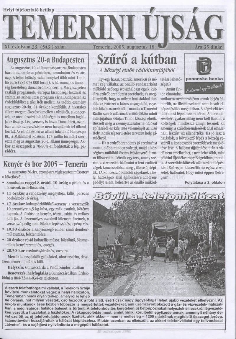 Temerini Újság, 11. évf. 2005. augusztus 18. 33. sz.