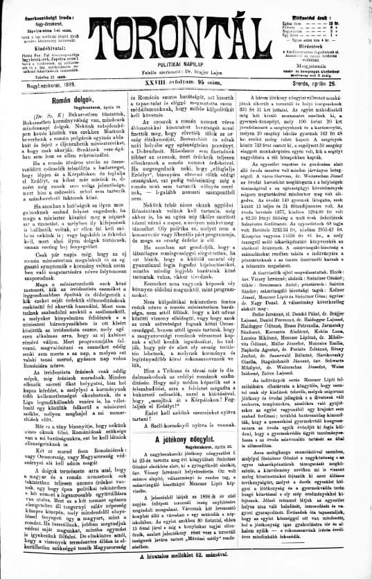 Torontál, 28. évf. 1899. április 26. 95. sz.