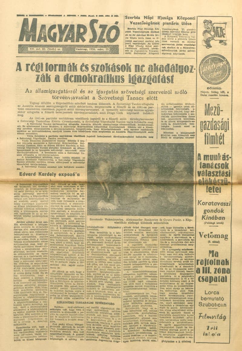Magyar Szó, 13. évf. 1956. március 25. 82. sz. 1–20. oldal