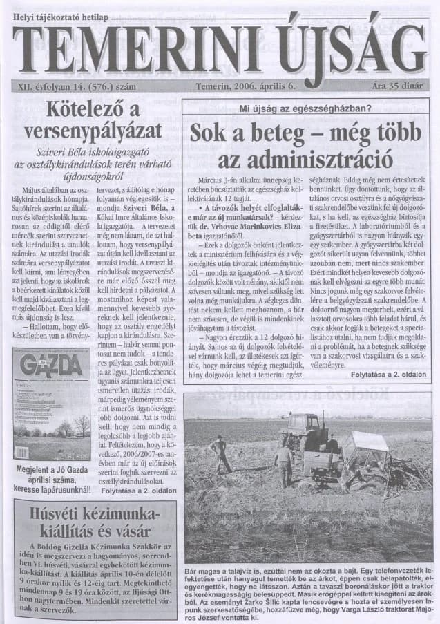 Temerini Újság, 12. évf. 2006. április 6. 14. sz.