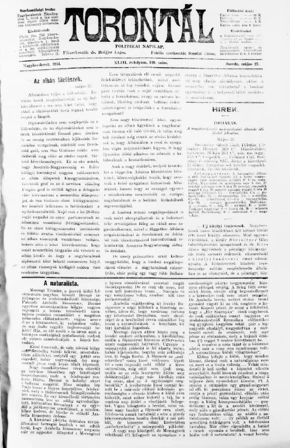 Torontál, 43. évf. 1914. május 27. 119. sz.