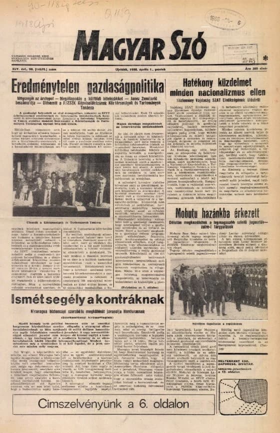 Magyar Szó, 45. évf. 1988. április 1. 90. sz. 1–24. oldal