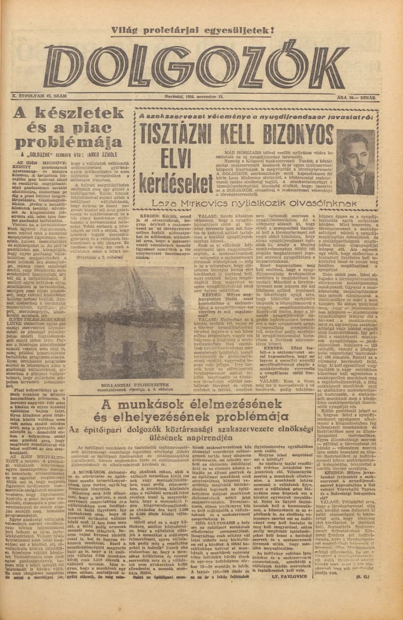 Dolgozók, 10. évf. 1956. november 13. 47. sz.