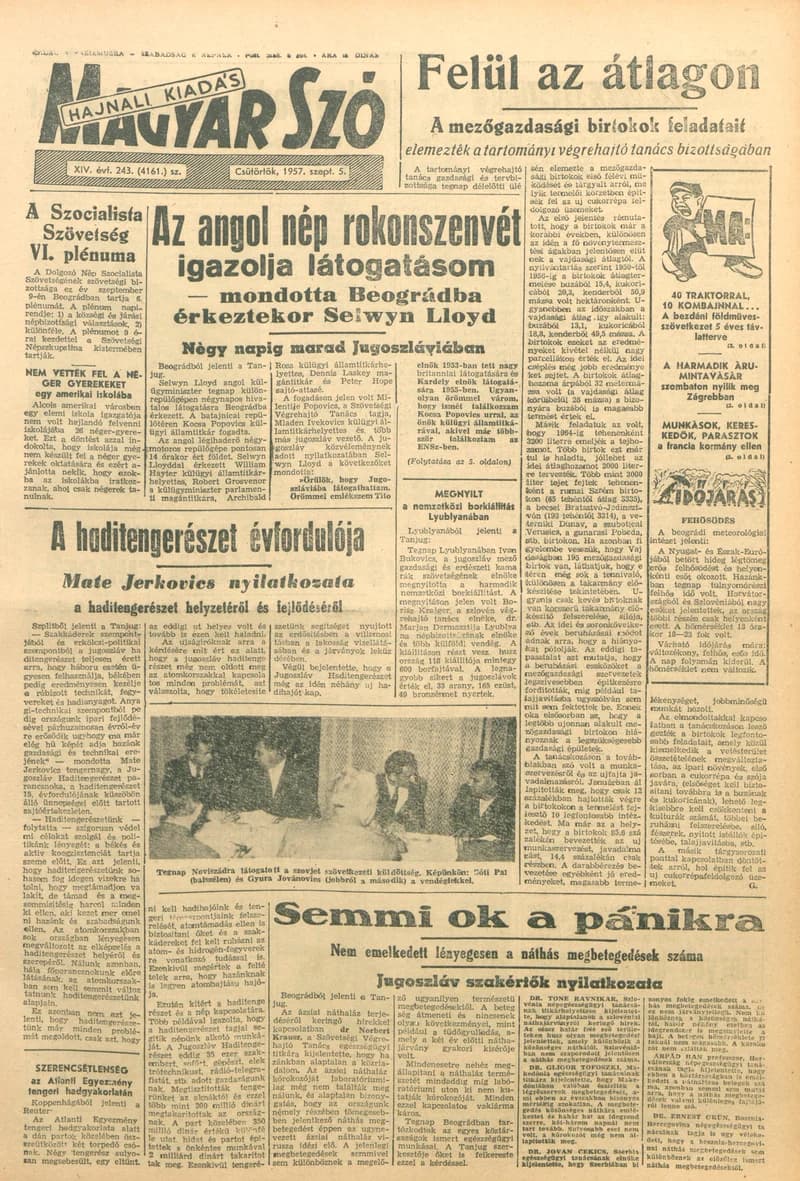Magyar Szó, 14. évf. 1957. szeptember 5. 243. sz. 1–12. oldal