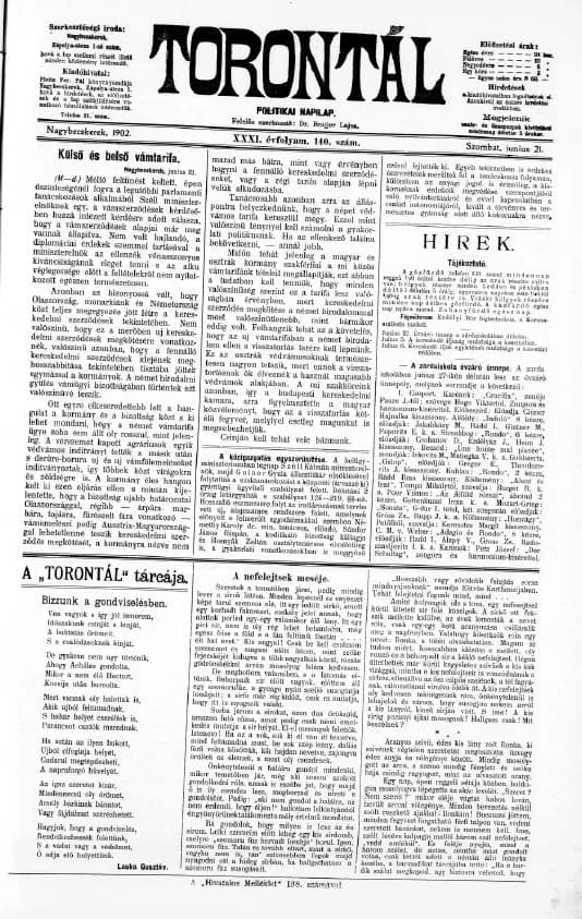 Torontál, 31. évf. 1902. június 21. 140. sz.