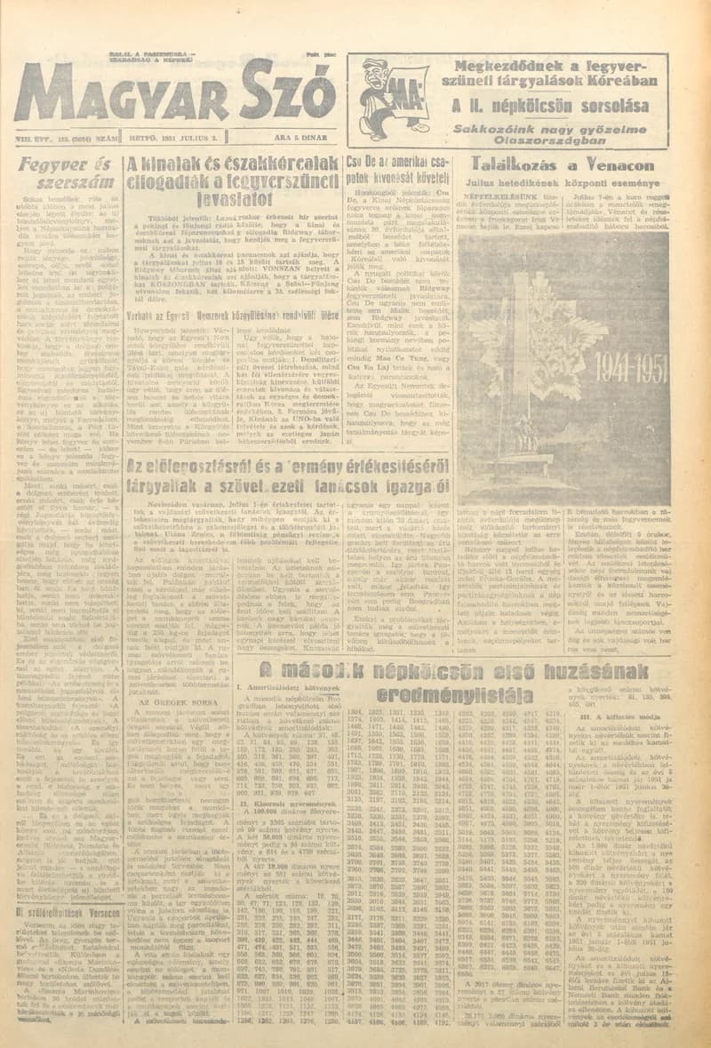 Magyar Szó, 8. évf. 1951. július 2. 155. sz. 1–4. oldal