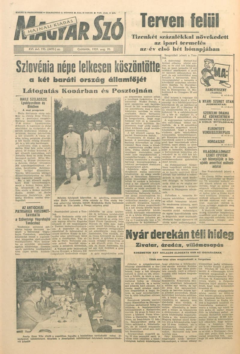Magyar Szó, 16. évf. 1959. augusztus 20. 195. sz. 1–20. oldal