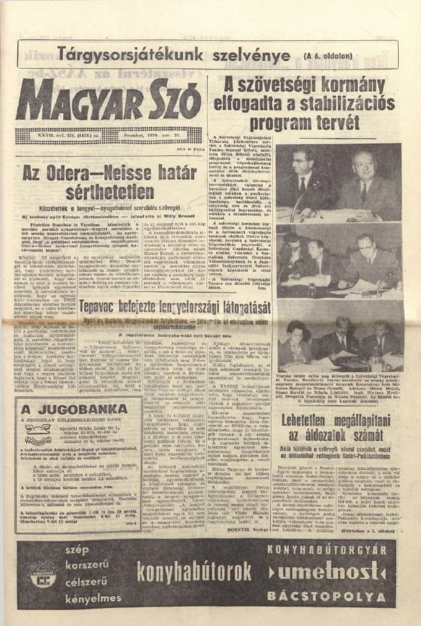 Magyar Szó, 27. évf. 1970. november 21. 321. sz. 1–20. oldal