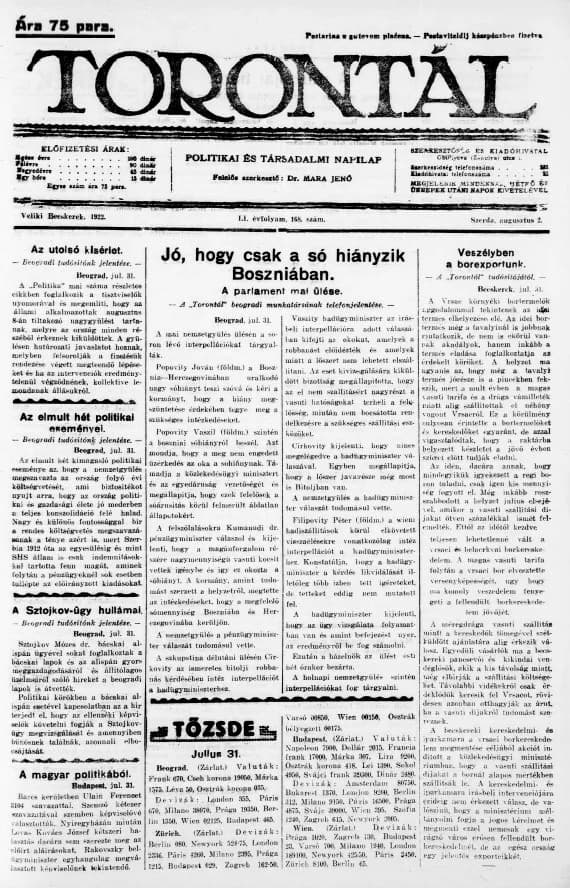 Torontál, 51. évf. 1922. augusztus 2. 168. sz.