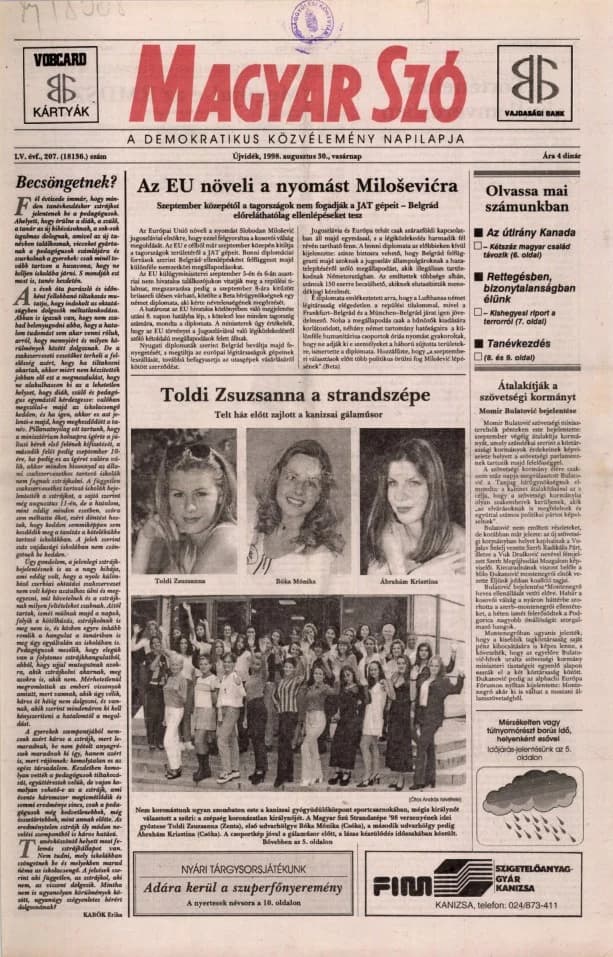 Magyar Szó, 55. évf. 1998. augusztus 30. 207. sz. 1–24. oldal