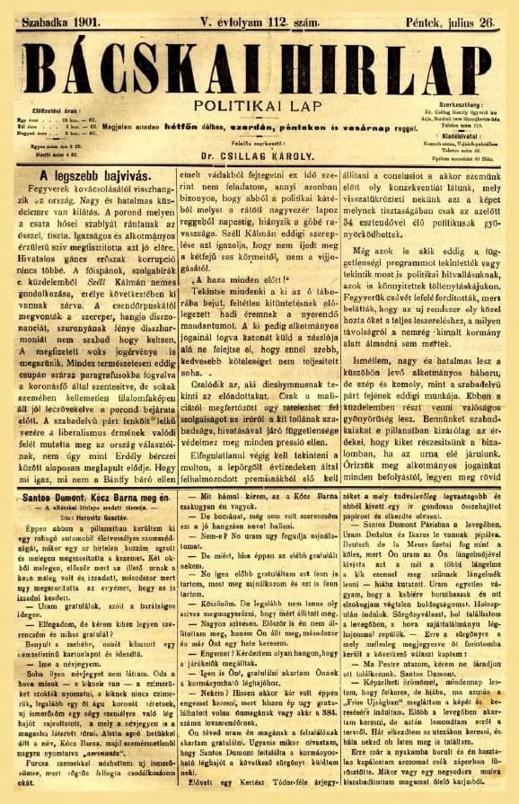 Bácskai Hirlap, 5. évf. 1901. július 26. 112. sz.