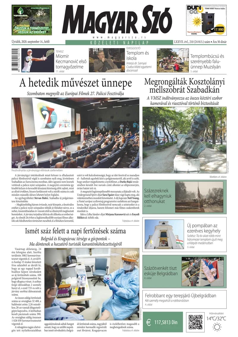 Magyar Szó, 77. évf. 2020. szeptember 14. 210. sz. 1–16. oldal
