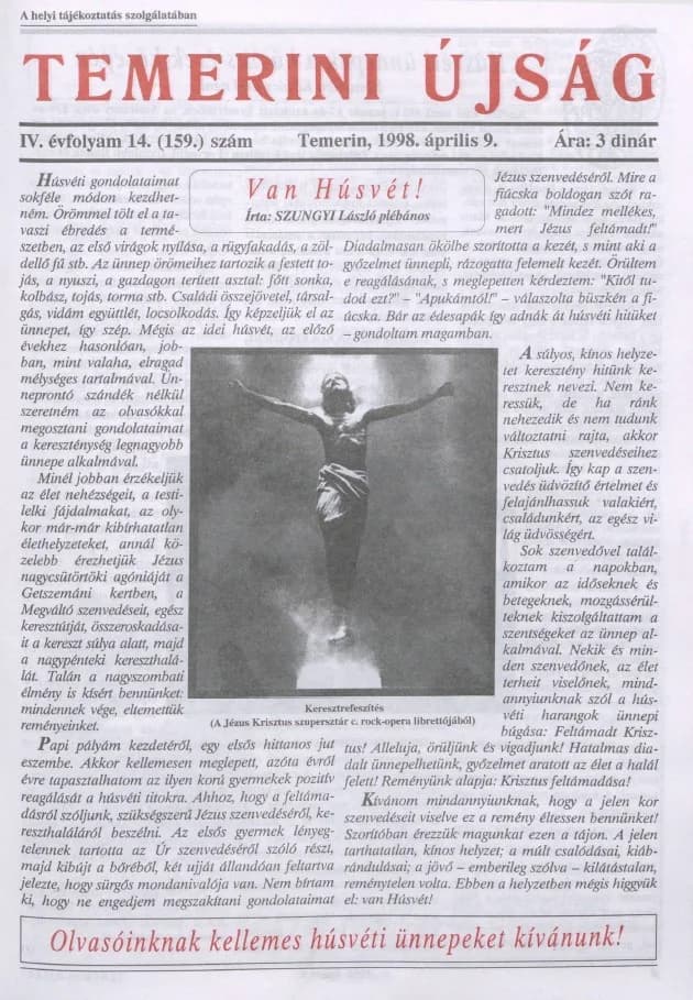 Temerini Újság, 4. évf. 1998. április 9. 14. sz.