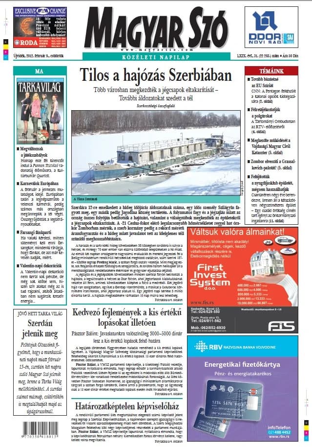 Magyar Szó, 69. évf. 2012. február 9. 31. sz. 1–20. oldal