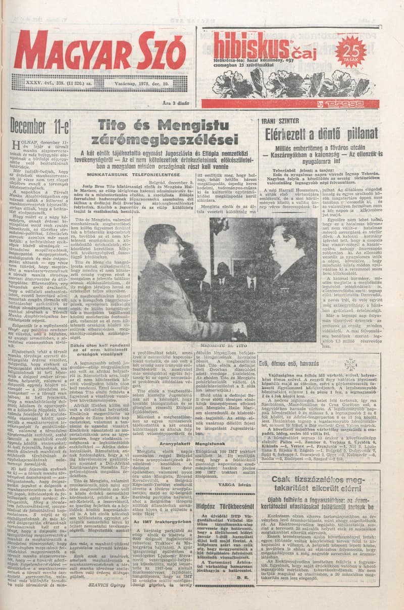 Magyar Szó, 35. évf. 1978. december 10. 338. sz. 1–28. oldal