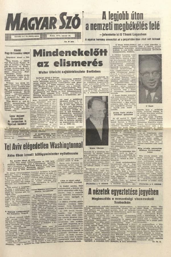 Magyar Szó, 27. évf. 1970. január 20. 18. sz. 1–16. oldal