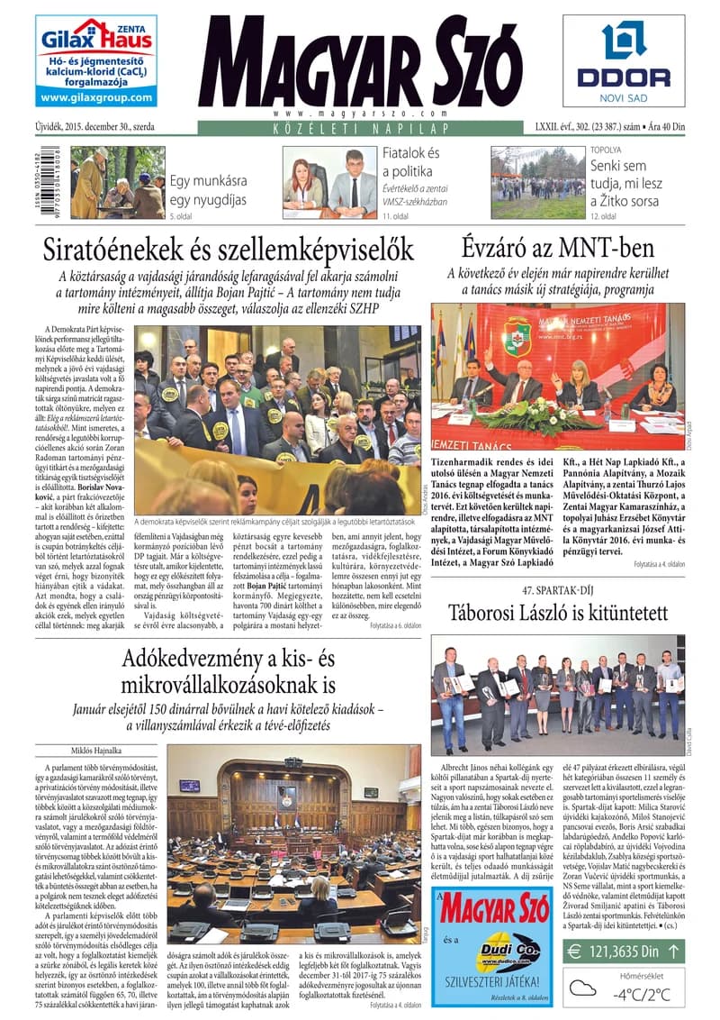 Magyar Szó, 72. évf. 2015. december 30. 302. sz. 1–16. oldal