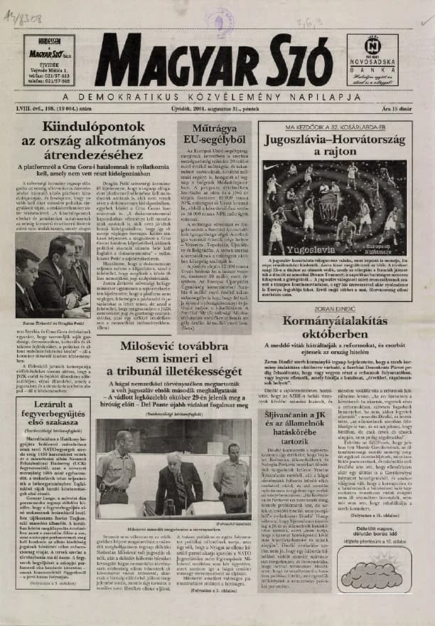 Magyar Szó, 58. évf. 2001. augusztus 31. 198. sz. 1–16. oldal
