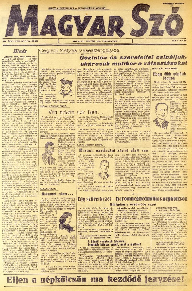 Magyar Szó, 7. évf. 1950. szeptember 1. 207. sz. 1–4. oldal