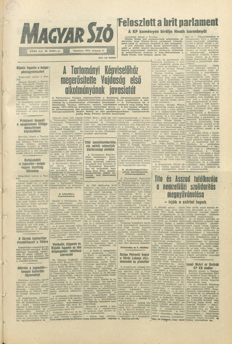 Magyar Szó, 31. évf. 1974. február 9. 38. sz. 1–20. oldal
