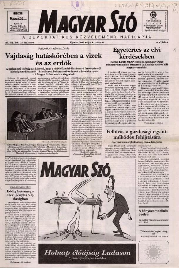 Magyar Szó, 59. évf. 2002. május 9. 106. sz. 1–16. oldal