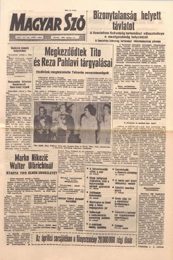 Magyar Szó, 25. évf. 1968. április 24. 113. sz. 1–16. oldal