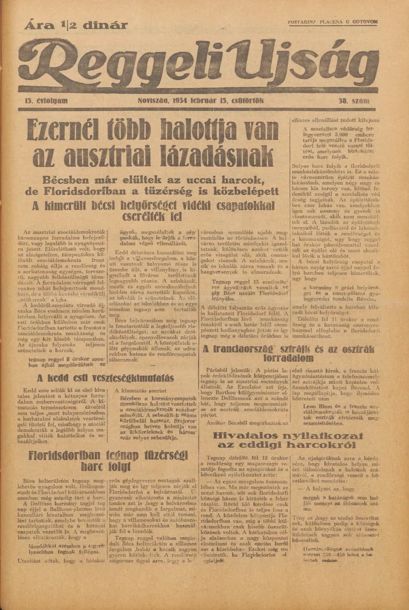 Reggeli Újság, 15. évf. 1934. február 15. 38. sz.