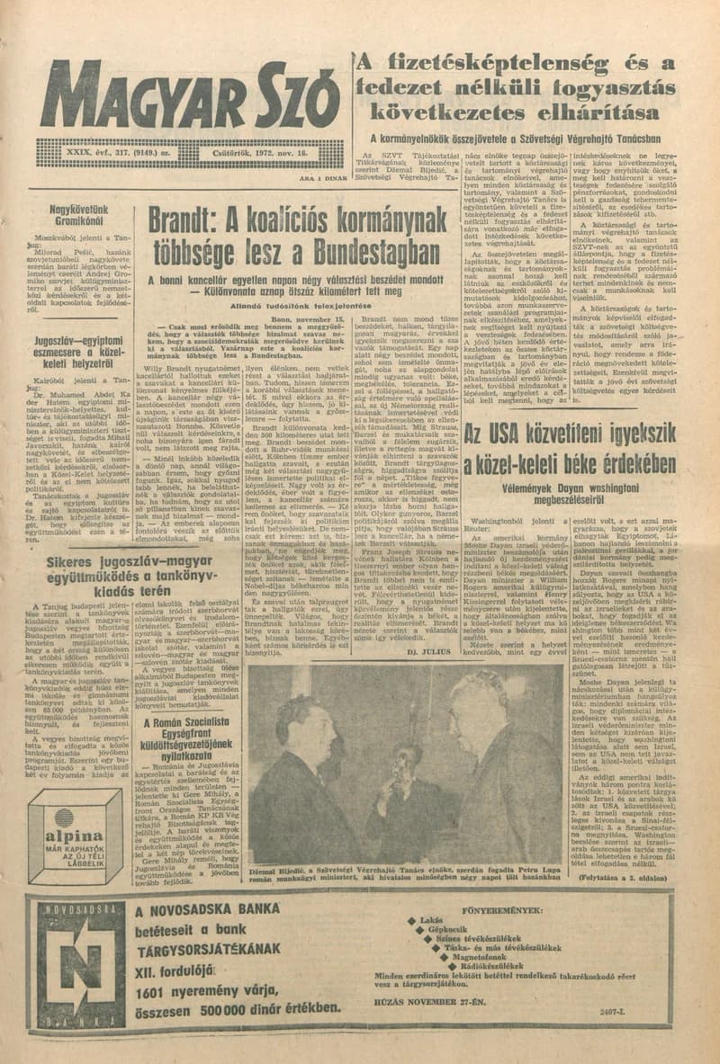 Magyar Szó, 29. évf. 1972. november 16. 317. sz. 1–16. oldal