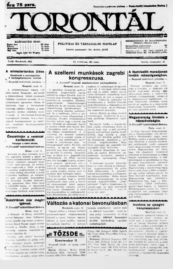 Torontál, 51. évf. 1922. szeptember 13. 203. sz.