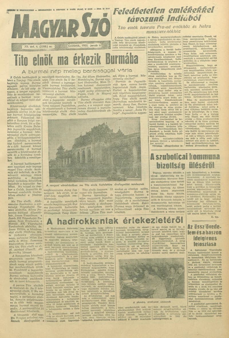 Magyar Szó, 12. évf. 1955. január 6. 4. sz. 1–12. oldal