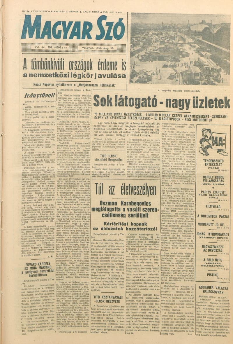 Magyar Szó, 16. évf. 1959. augusztus 30. 204. sz. 1–26. oldal