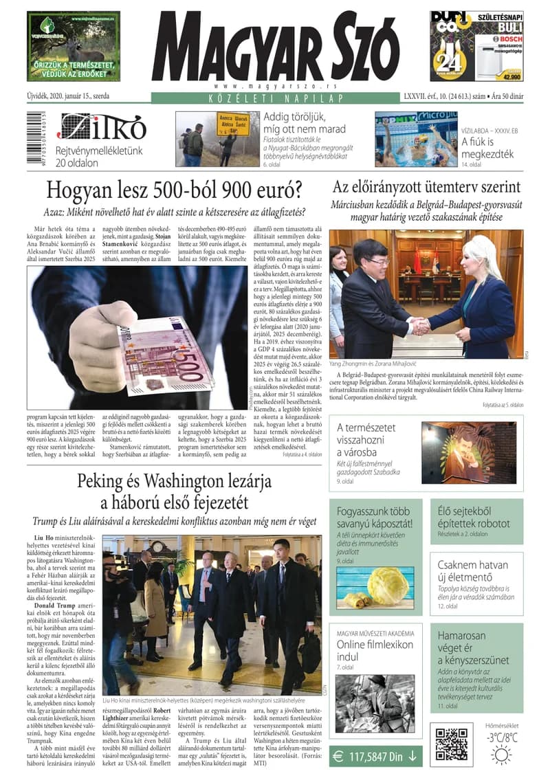Magyar Szó, 77. évf. 2020. január 15. 10. sz. 1–16. oldal