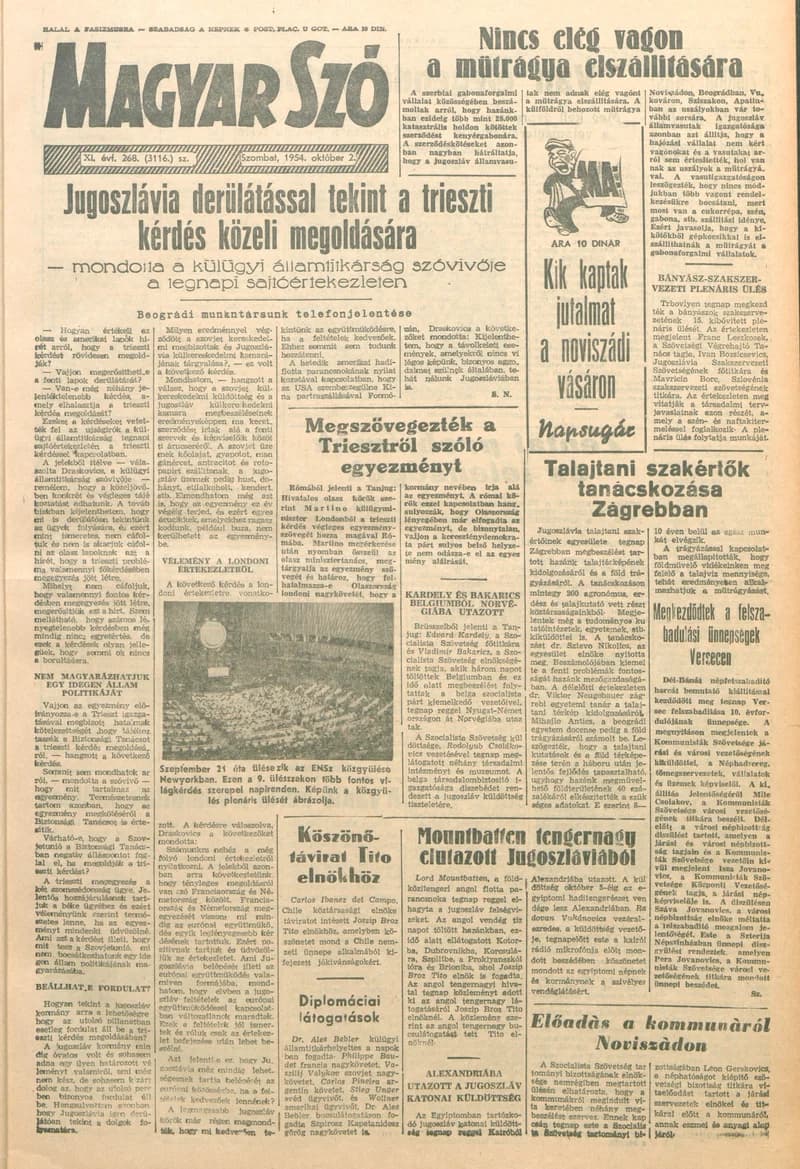 Magyar Szó, 11. évf. 1954. október 2. 268. sz. 1–8. oldal