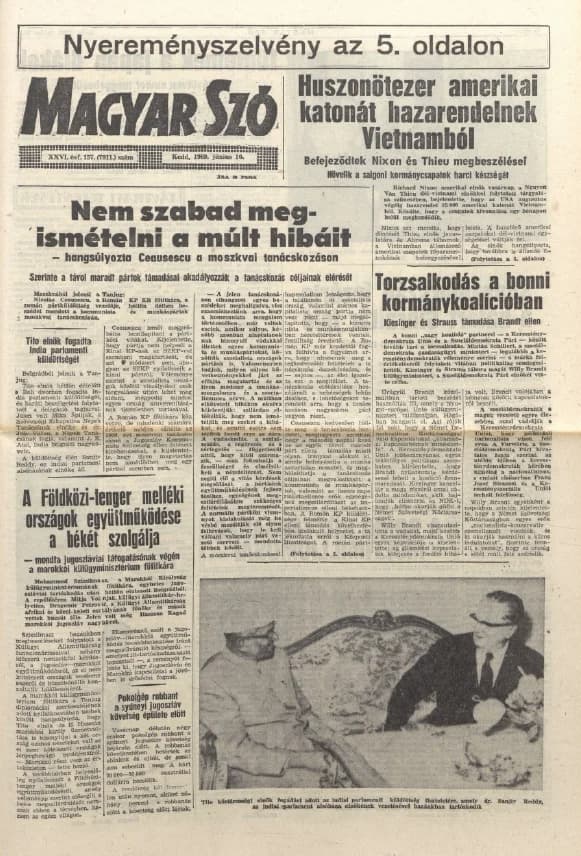 Magyar Szó, 26. évf. 1969. június 10. 157. sz. 1–16. oldal