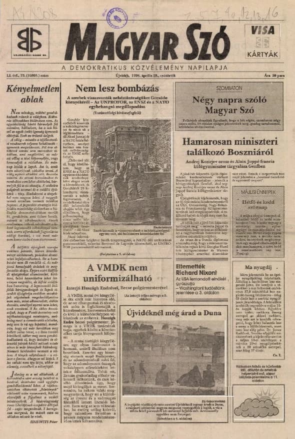 Magyar Szó, 51. évf. 1994. április 28. 79. sz. 1–16. oldal