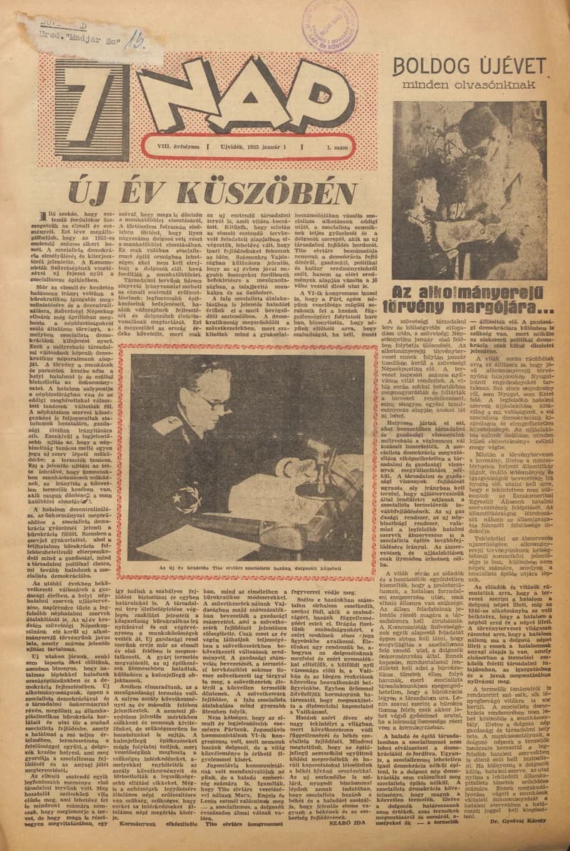 7 Nap, 8. évf. 1953. január 1. 1. sz. 1–16. oldal