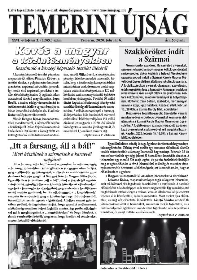 Temerini Újság, 26. évf. 2020. február 6. 5. sz.