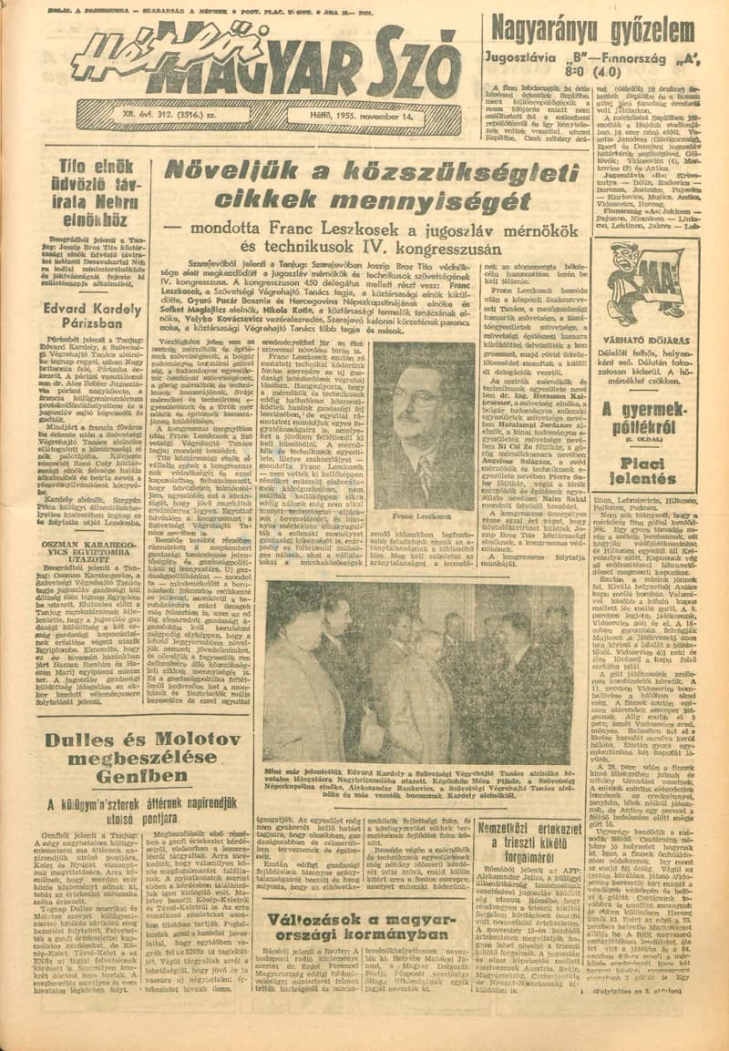 Magyar Szó, 12. évf. 1955. november 14. 312. sz. 1–6. oldal