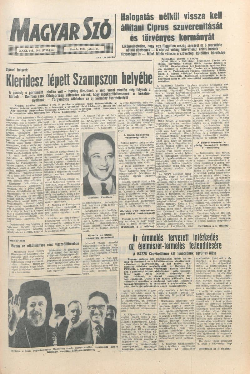 Magyar Szó, 31. évf. 1974. július 24. 201. sz. 1–16. oldal
