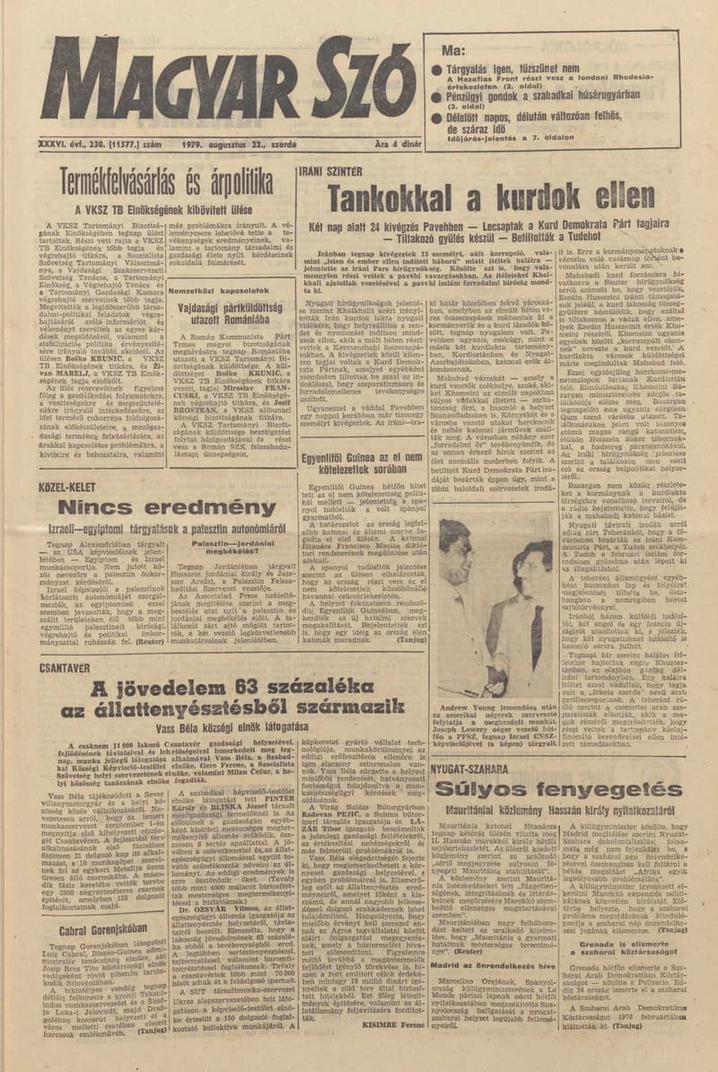 Magyar Szó, 36. évf. 1979. augusztus 22. 230. sz. 1–16. oldal