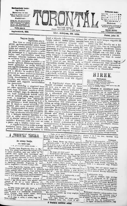 Torontál, 25. évf. 1896. július 24. 169. sz.