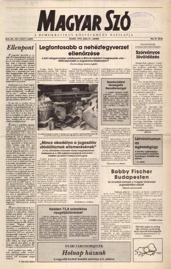 Magyar Szó, 49. évf. 1992. július 24. 201. sz. 1–16. oldal