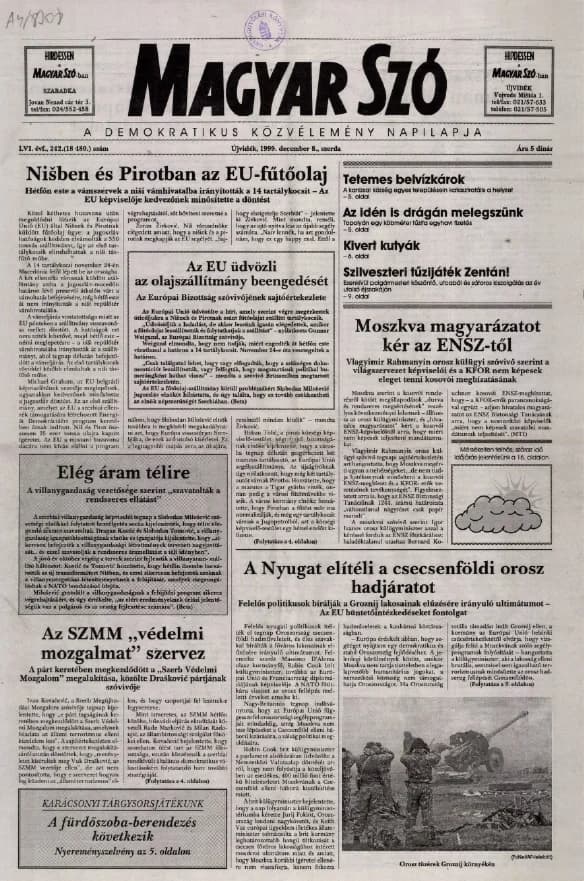 Magyar Szó, 56. évf. 1999. december 8. 242. sz. 1–16. oldal